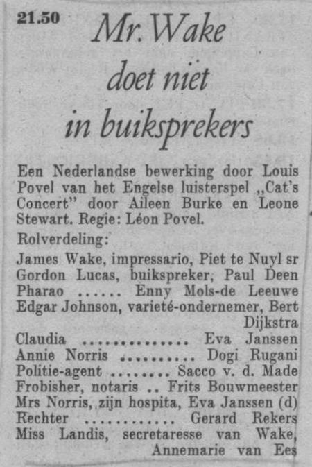 Datum uitzending: zondag 08-10-1950.